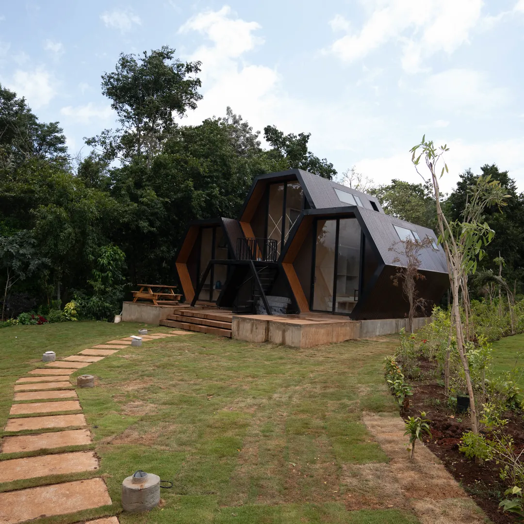 The Hive — exterior, the Hive and its path across the lawn