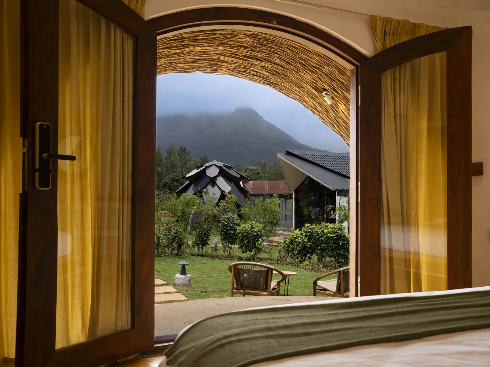 The Nest — the doors open onto the mountains