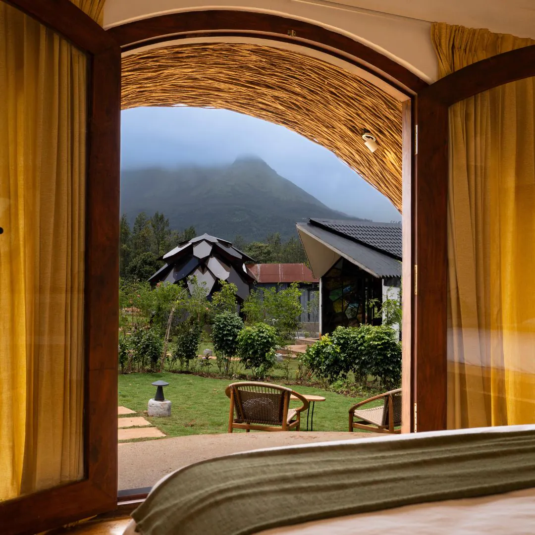 The Nest — the doors open onto the mountains
